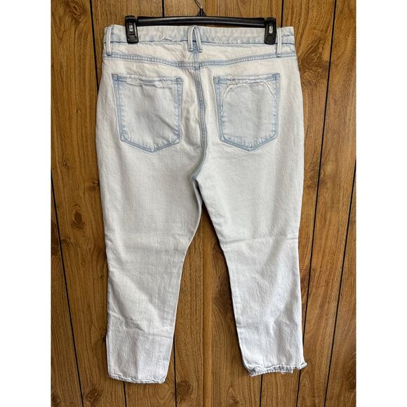 Good American Women's Denim Side Slit Jeans Pockets Light Wash Light Blue SZ 15 - Picture 2 of 8